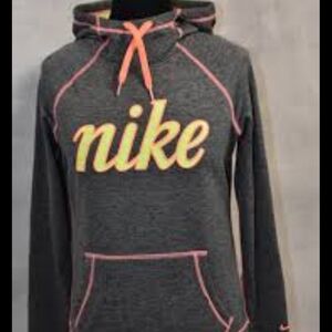 Nike Gray Hoodie Woman's Medium with Yellow Logo